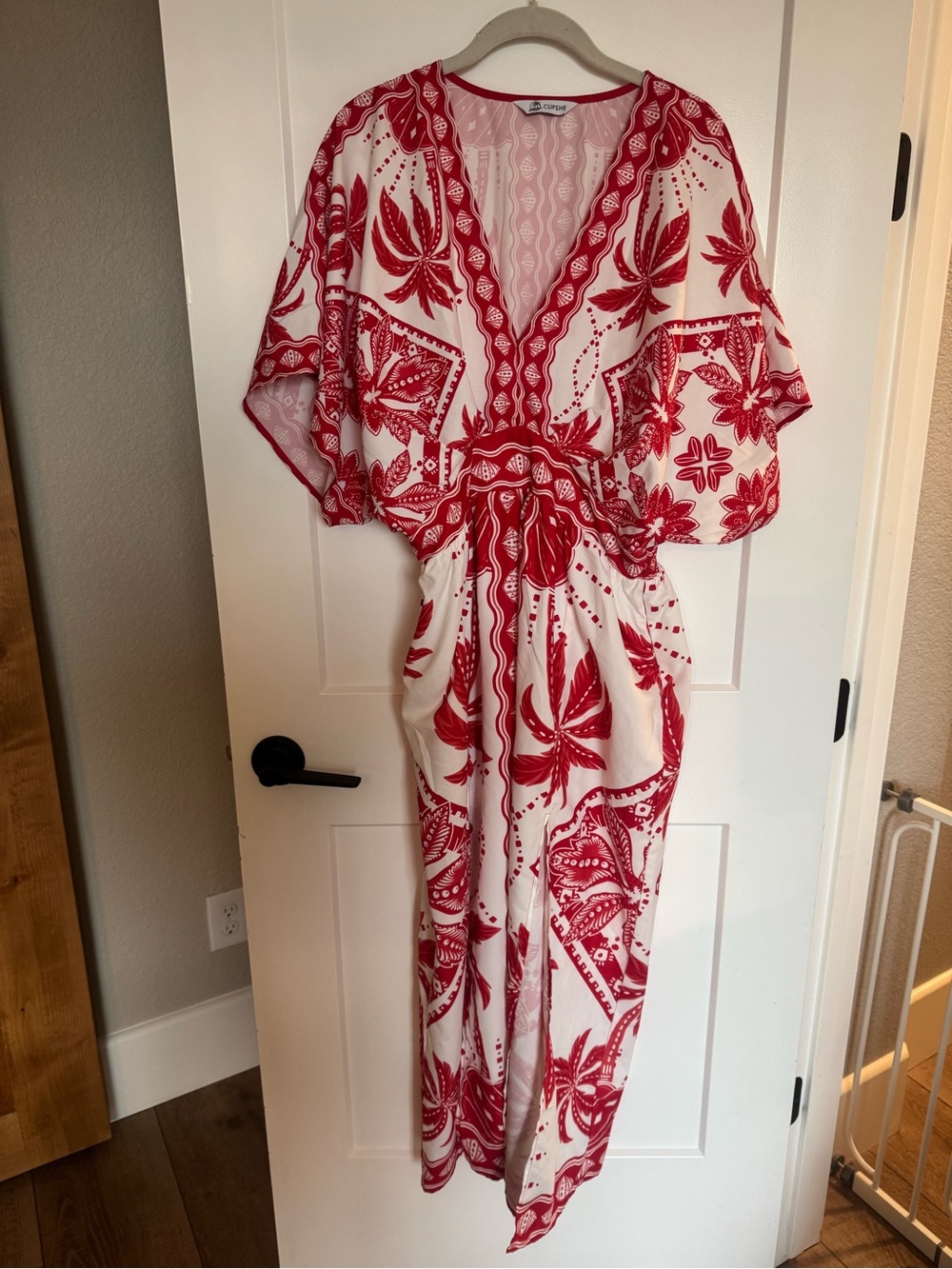 Cupshe White and Red Printed Maxi Dress